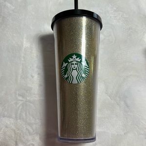 Starbucks 24oz Gold Glitter Plastic Tumbler